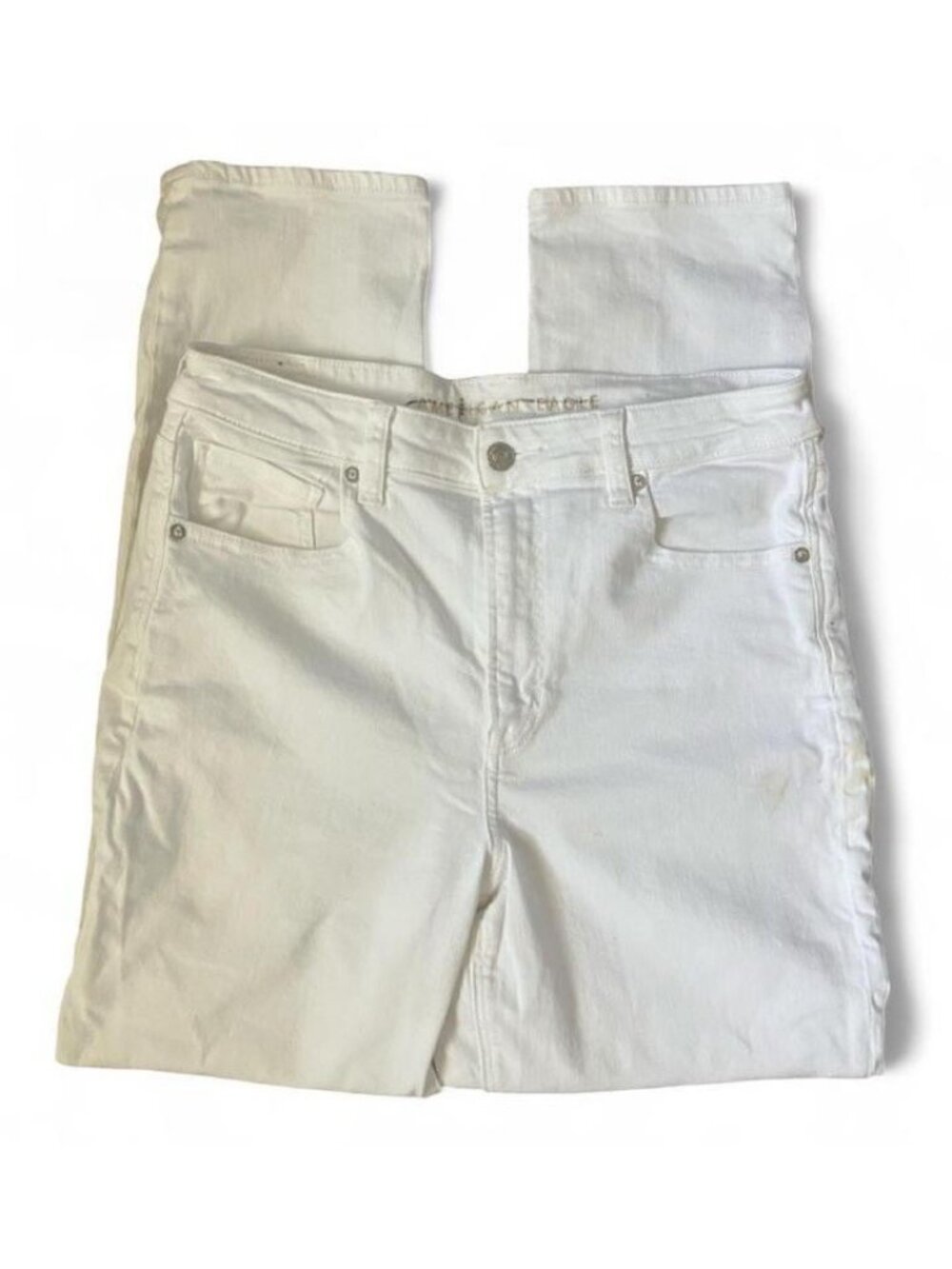 American Eagle Outfitters Women’s Straight Jeans White Stretch Denim Mid Rise 10